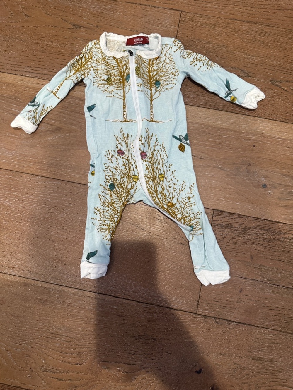 Milkbarn Aqua Tree & Bird Zip Pajamas